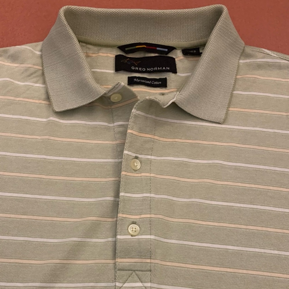 GREG NORMAN SS Mercerized Cotton 3 Button Striped Polo